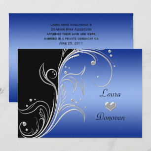 Convites Redemoinho Floral Prata Preto Azul Apenas Recepção
