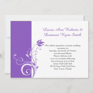 Convites Redemoinho Floral Roxo e Branco Apenas Recepção