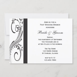 Convites Redemoinho Preto e Branco Brunch Pós Casamento