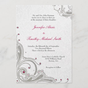 Convites Redemoinhos de prata do brilho + o rosa jewels o