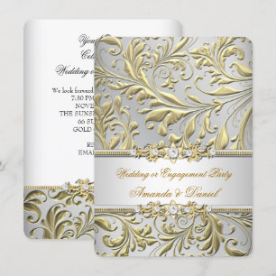 Convites Redemoinhos Floral Dourado Casamento ou Noivado Pr