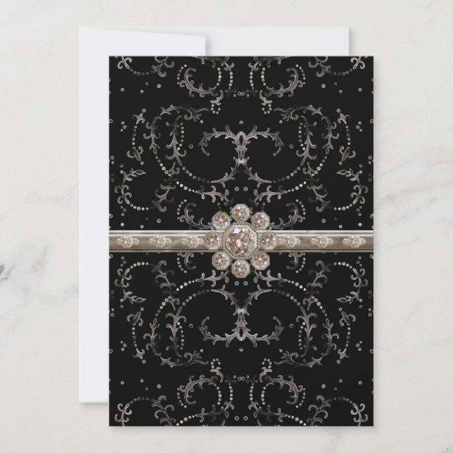 Convites Redemoinhos octogonais do diamante de Bling da (Frente)