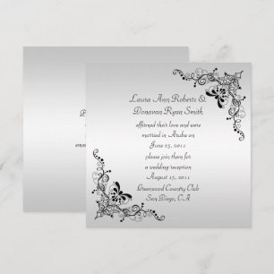 Convites Redemoinhos Pretos em Fundo de Prata Pós Casamento