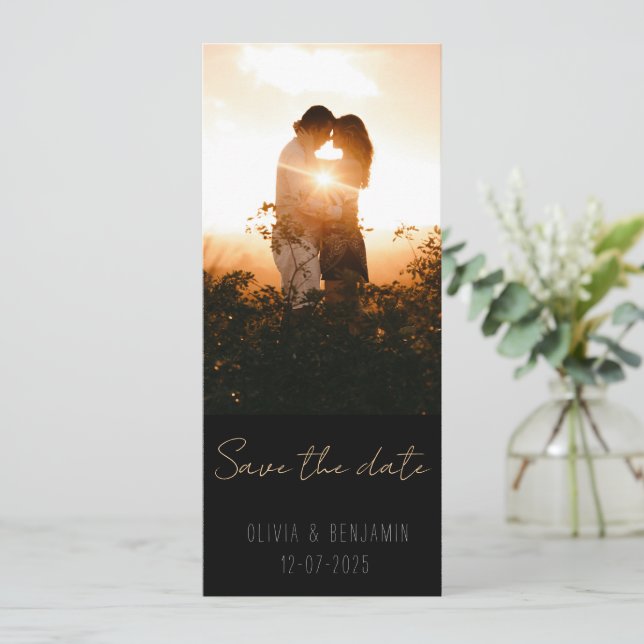 Convites Reduzir foto minimalista 2 Salvar data (Em pé/Frente)