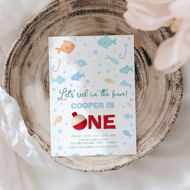 Convites Reel no primeiro aniversario de pesca divertida (Criador carregado)
