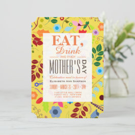 Convites Refeição do Dia de as mães Floral Moderno Boho Chi