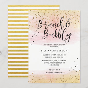 Convites Refeição matinal cor-de-rosa Dourado do brilho e