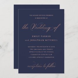 Convites Refinado | Caligrafia de Casamento Dourado Faux Ro