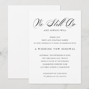 Convites Refinado   Renovação de Vow de Casamento Negro e B