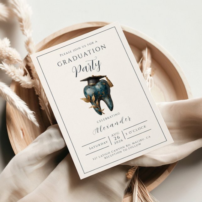 Convites Refined Blue Tooth Laurel Graduation (Criador carregado)