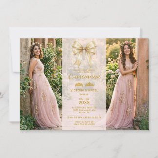Convites Refined Coquette Blush Pink Twins Quinceañera 