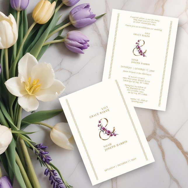 Convites Refined Luxurious Minimalist Floral & Symbol (Refined Luxurious Minimalist Floral & Symbol Wedding Invitations Cards.)