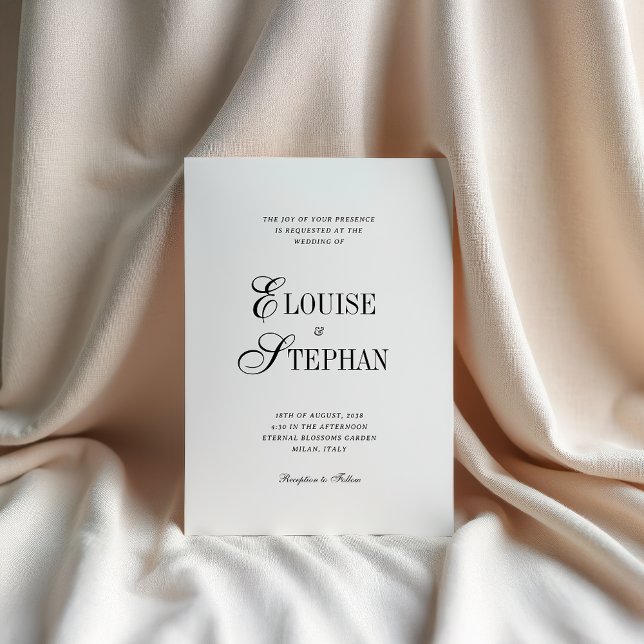 Convites Refined Script White QR Code Details Wedding (Criador carregado)