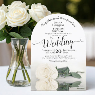 Convites Refletindo Casamento de Arca Elegante Rose White I
