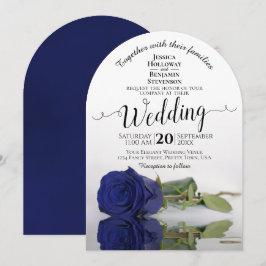 Convites Refletindo Casamento Romântico Rosa Azul-Elegante