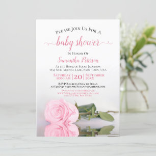 Convites Refletindo Chá Elegante De Bebê Rosa Rosa Rosa R