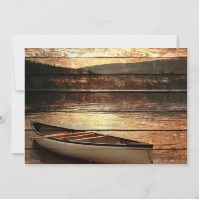 Convites Reflexão de grão de madeira primitiva Casa de Lago (Frente)