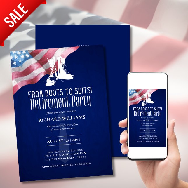Convites REFORMA MILITAR DE Botas para Fatos Bandeira dos E (Criador carregado)