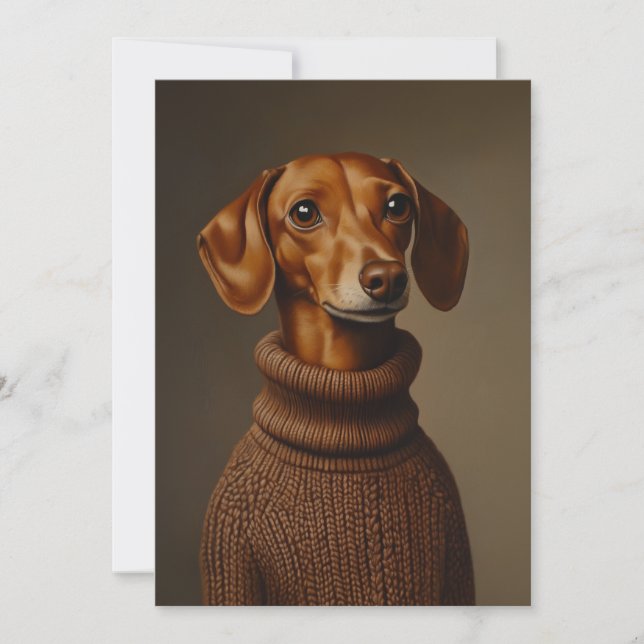 Convites Regal Dachshund em um Turtleneck (Frente)