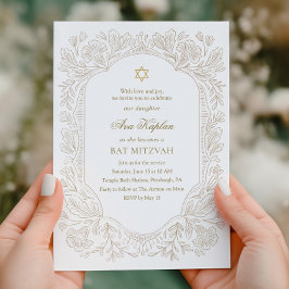 Convites Regal Gold Floral Bat Mitzvah