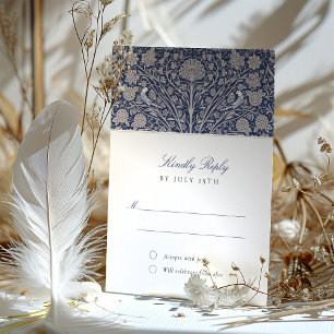 Convites Regal Marinho e Cream RSVP Wedding