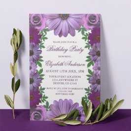 Convites Regal Purple Floral Birthday