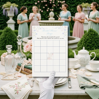 Convites Regegcy Era Floral Bridal Shower Bingo game 
