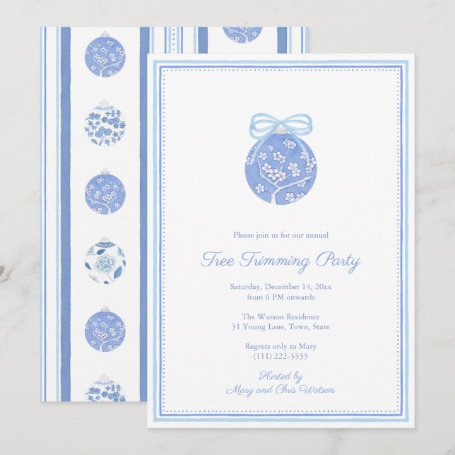 Convites Regência Chinoiserie - Partido de Trimagem de Árvo (Frente/Verso)