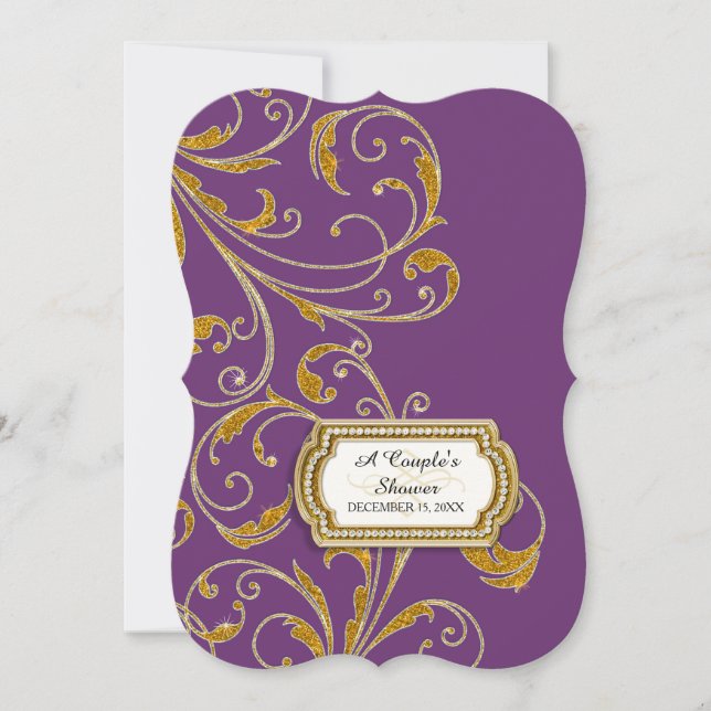 Convites Regência de Hollywood Antiga do Chá de panela Glam (Frente)