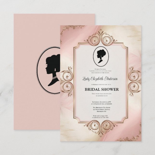 Convites Regência era Florals Bridgerton - Chá de panela In (Frente/Verso)