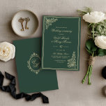 Convites Regency Garden Vintage Classic Romantic Wedding<br><div class="desc">Step into the romance of the Regency Era with this delicate rich dark green wedding invitation suite inspired by Pride and Prejudice and the timeless elegance of Jane Austen. Featuring delicate vintage florals, ornate framing, refined script typography, and a classic monogram crest, this invitation captures the charm of an English...</div>