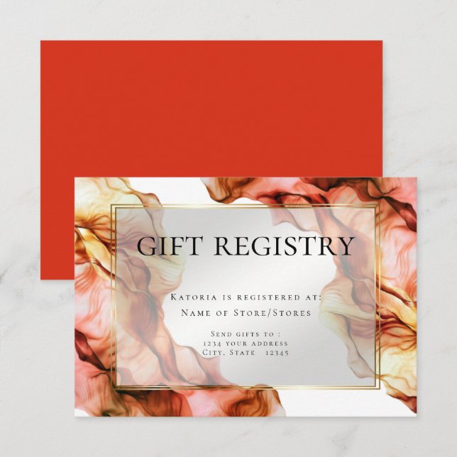 Convites Registro de presentes | Abstrato Watercolor Autumn (Frente/Verso)