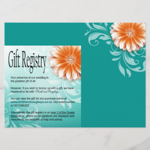 Convites Registro de Presentes Gerbera Daisy Laranja Aqua