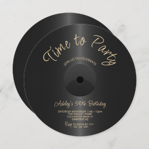 Convites Registro de rótulo preto 50º aniversário
