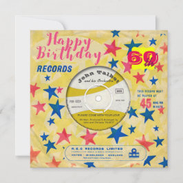 Convites Registro de vinil retrô de aniversário personaliza