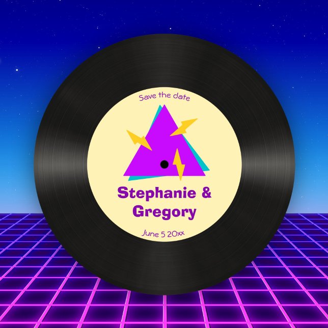 Convites Registro de Vinilo Faux da Retroversão Personaliza (Criador carregado)