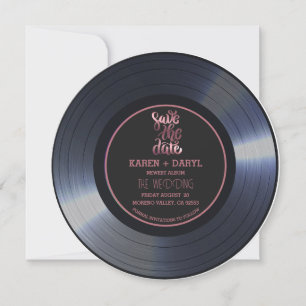 Convites Registro de Vinilo Retroativo Casamento Preto Salv