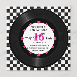 Convites Registro de Vinilo Retroativo l Modern Sweet 16 B'