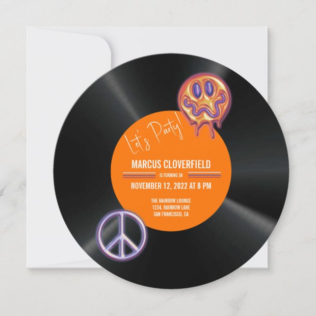 Convites Registro de Vintagem Retroativa 50º Aniversário (Frente)