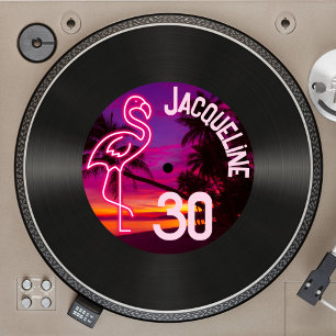 Convites Registro Retroativo Personalizado Neon Flamingo an