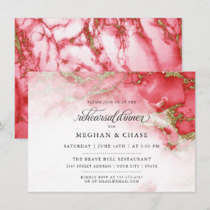 Convites Rehearsal Dinner  Geodo de Coral Moderno