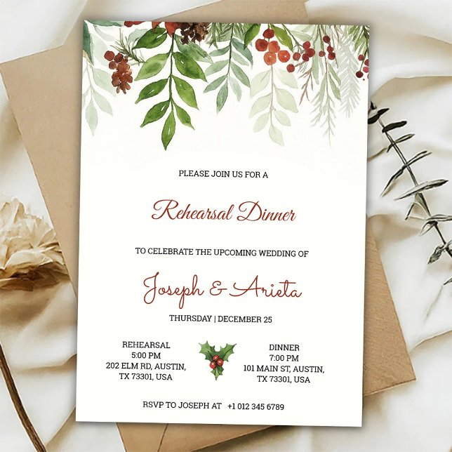 Convites Rehearsal dinner Invitation card floral design (Criador carregado)