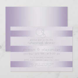 Convites Rehearsal Dinner | Lilac Shimmer Stripes Monograma