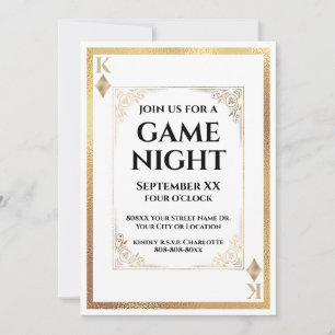 Convites Rei Dourado de Diamantes Carta de Jogo Noturno