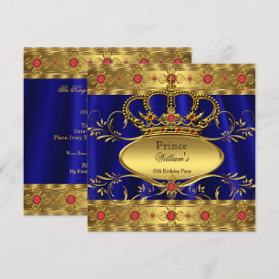 Convites Rei Príncipe Real Azul Regal Vermelho Coroa Aniver