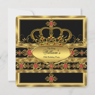 Convites Rei Príncipe Real Dourado Coroa Vermelha Festa de 