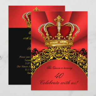 Convites Rei Rainha Ouro Real Regal Vermelhado Festa de Ani