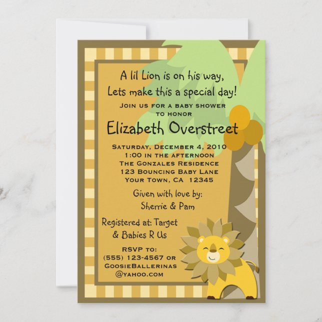 Convites Rei Rega Jardim zoológico Safari Costume da selva (Frente)