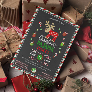 Convites Reindeado Festivo do Partido do Pajama de Natal