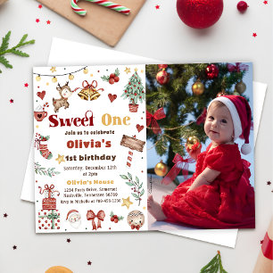 Convites Reindeer de Natal - Foto de um primeiro aniversari